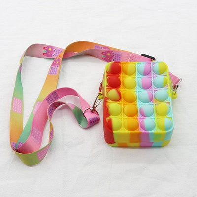 Fashion Fidget Toys Push Bubbles Toy Rainbow Unicorn Coin Purse Wallet Ladies Bag Silica Simple Dimple Crossbody Bags For Girls