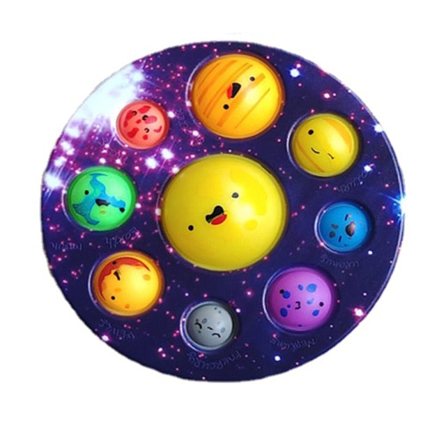 Eight Planets Simple Dimple Popset Fidget Sensory Toy keychain Stress Relief Antistress Board Autism Anxiety Fidget Toy For Kids