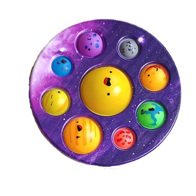 Eight Planets Simple Dimple Popset Fidget Sensory Toy keychain Stress Relief Antistress Board Autism Anxiety Fidget Toy For Kids