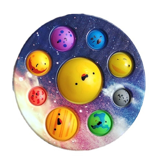 Eight Planets Simple Dimple Popset Fidget Sensory Toy keychain Stress Relief Antistress Board Autism Anxiety Fidget Toy For Kids