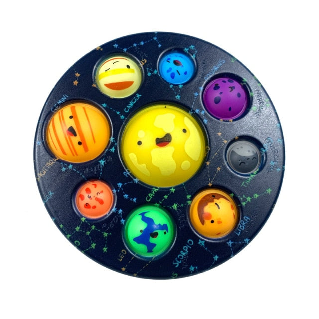 Eight Planets Simple Dimple Popset Fidget Sensory Toy keychain Stress Relief Antistress Board Autism Anxiety Fidget Toy For Kids