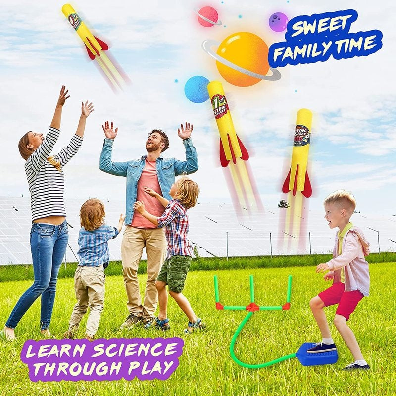 Kids Air Pressed Stomp Rocket Pedal Games Outdoor Sports Kids League Launchers Step Pump Skittles Children Foot Family Game Toy