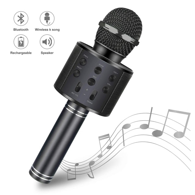 Wireless Bluetooth Karaoke Microphone Handheld Karaoke Mic Audio for Children Musical Stage Toy Music Singing Speaker Kids Gift