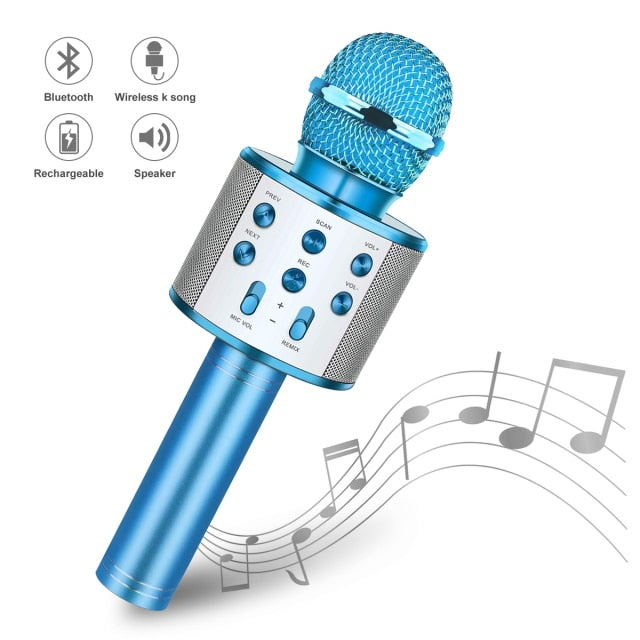 Wireless Bluetooth Karaoke Microphone Handheld Karaoke Mic Audio for Children Musical Stage Toy Music Singing Speaker Kids Gift