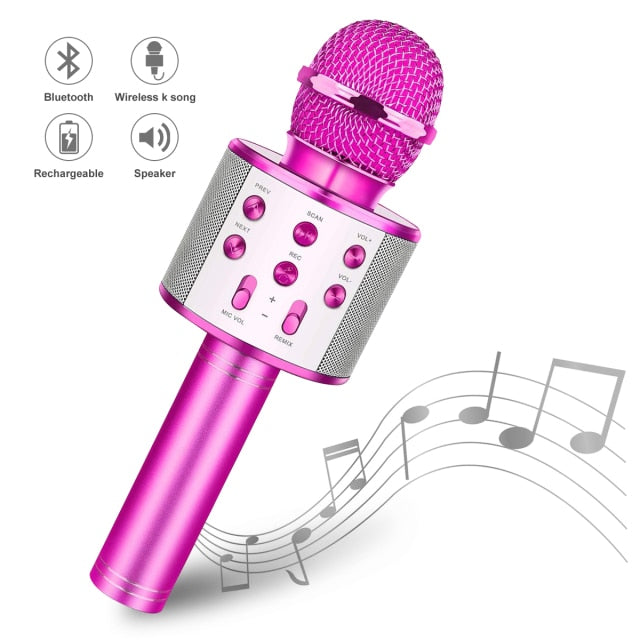 Wireless Bluetooth Karaoke Microphone Handheld Karaoke Mic Audio for Children Musical Stage Toy Music Singing Speaker Kids Gift