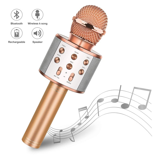 Wireless Bluetooth Karaoke Microphone Handheld Karaoke Mic Audio for Children Musical Stage Toy Music Singing Speaker Kids Gift