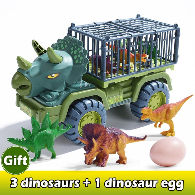 Car Toy Dinosaurs Transport Car Carrier Truck Toy Pull Back Vehicle Toy with Dinosaur Christmas Gift for Children