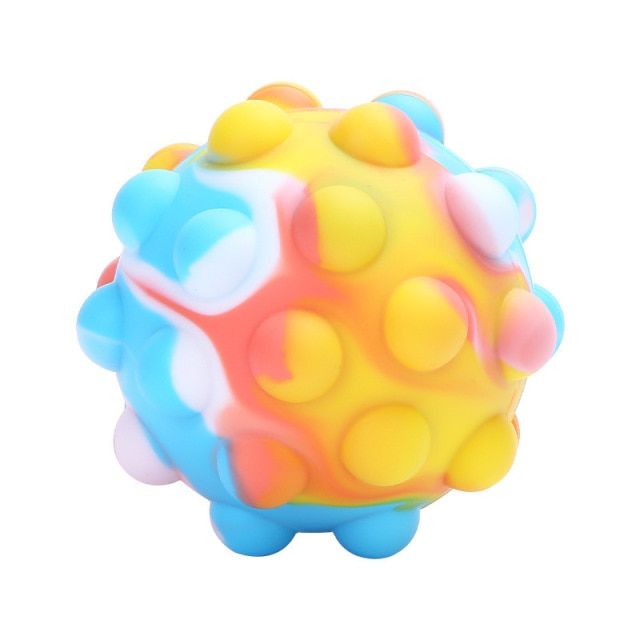 Popite Ball Cube Squishy Shape Fidget Toys Silicone 3D Decompression Ball Kid Stress Relief Push Bubble Sensory Toy