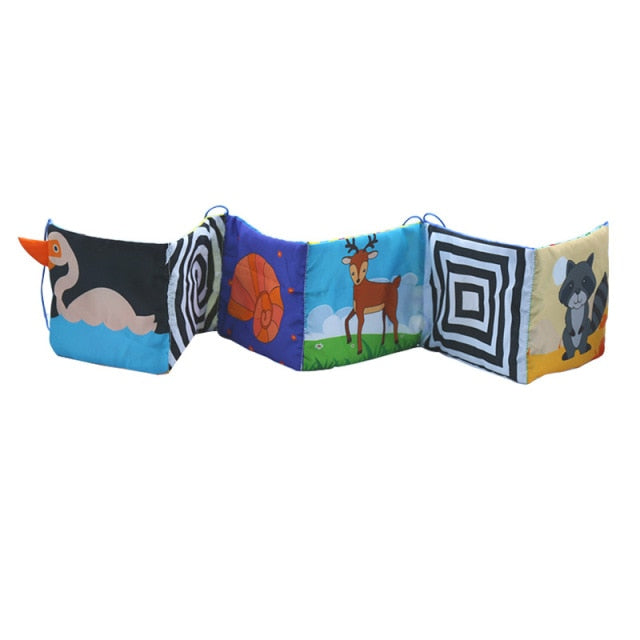 Sensory Educational Toys Infant Colorful Newborn Crib Bumper Black and White Baby Books Animal Cloth Book Baby Toys 0 12 Months