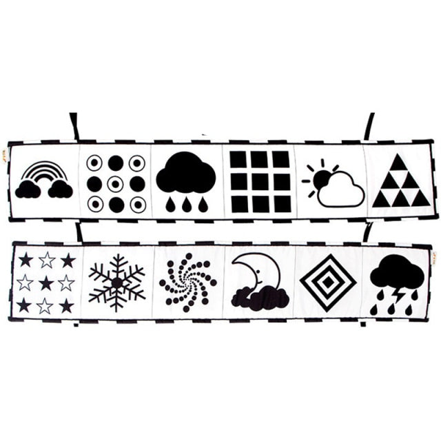 Sensory Educational Toys Infant Colorful Newborn Crib Bumper Black and White Baby Books Animal Cloth Book Baby Toys 0 12 Months