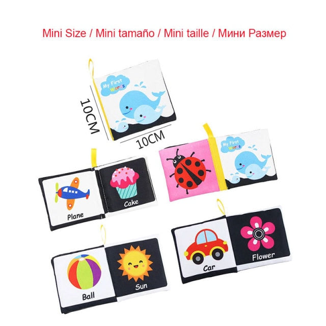 Sensory Educational Toys Infant Colorful Newborn Crib Bumper Black and White Baby Books Animal Cloth Book Baby Toys 0 12 Months