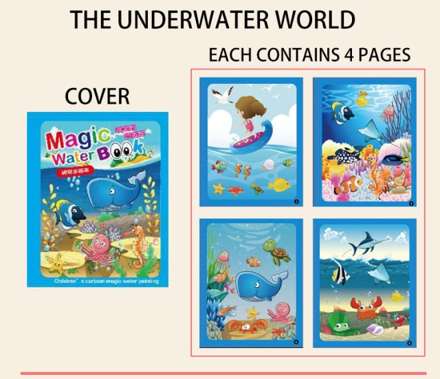 Magical Book Water Drawing Montessori Toys Reusable Coloring Book Magic Water Drawing Book Sensory Early Education Toys